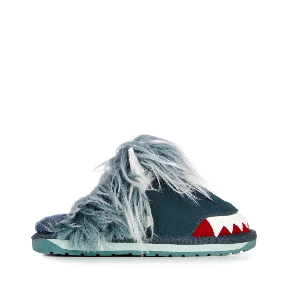 EMU Australia Monster K12620-304 Youth 12 Slipper Teal Faux Fur Shoes JOBB1714